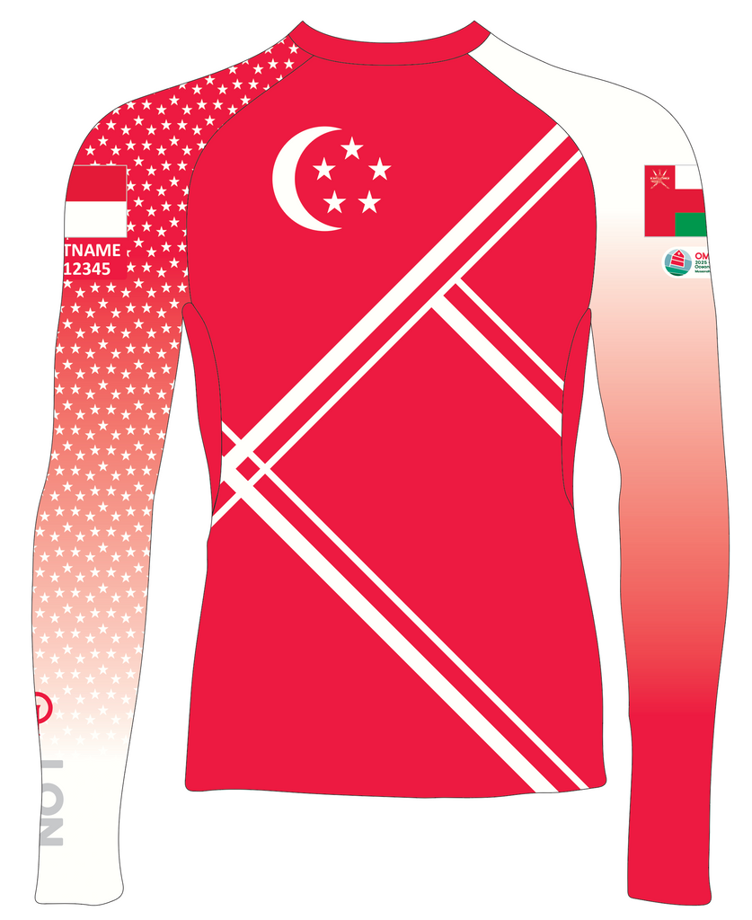 WOMEN RASH GUARD TOP LONG SLEEVE RED | SINGAPORE OPTI '25 ASIAN CHAMP | PSNLZ'D