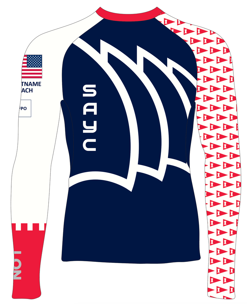 MEN RASH GUARD TOP LONG SLEEVE NAVY | ST. AUGUSTINE YC - COACH | PSNLZ'D