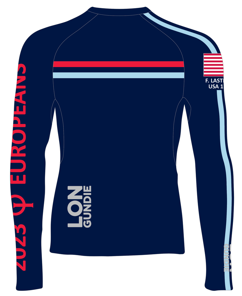 MEN RASH GUARD TOP LONG SLEEVE NAVY | USODA EUROPEAN CHAMPIONSHIP | PSNLZ'D