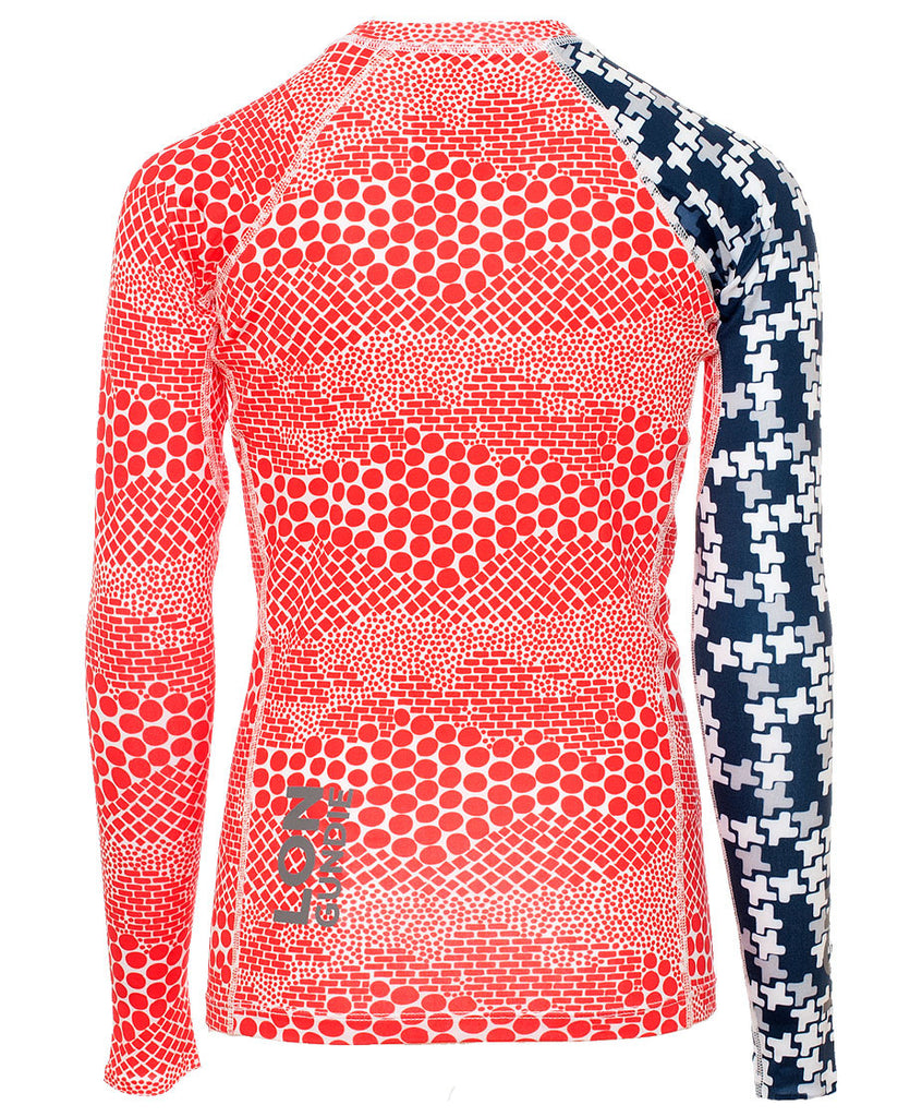 Jr's Crew Neck Rash Guard - Dune Red Indie Navy