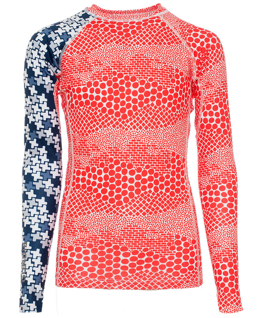 Jr's Crew Neck Rash Guard - Dune Red Indie Navy (2J101123)