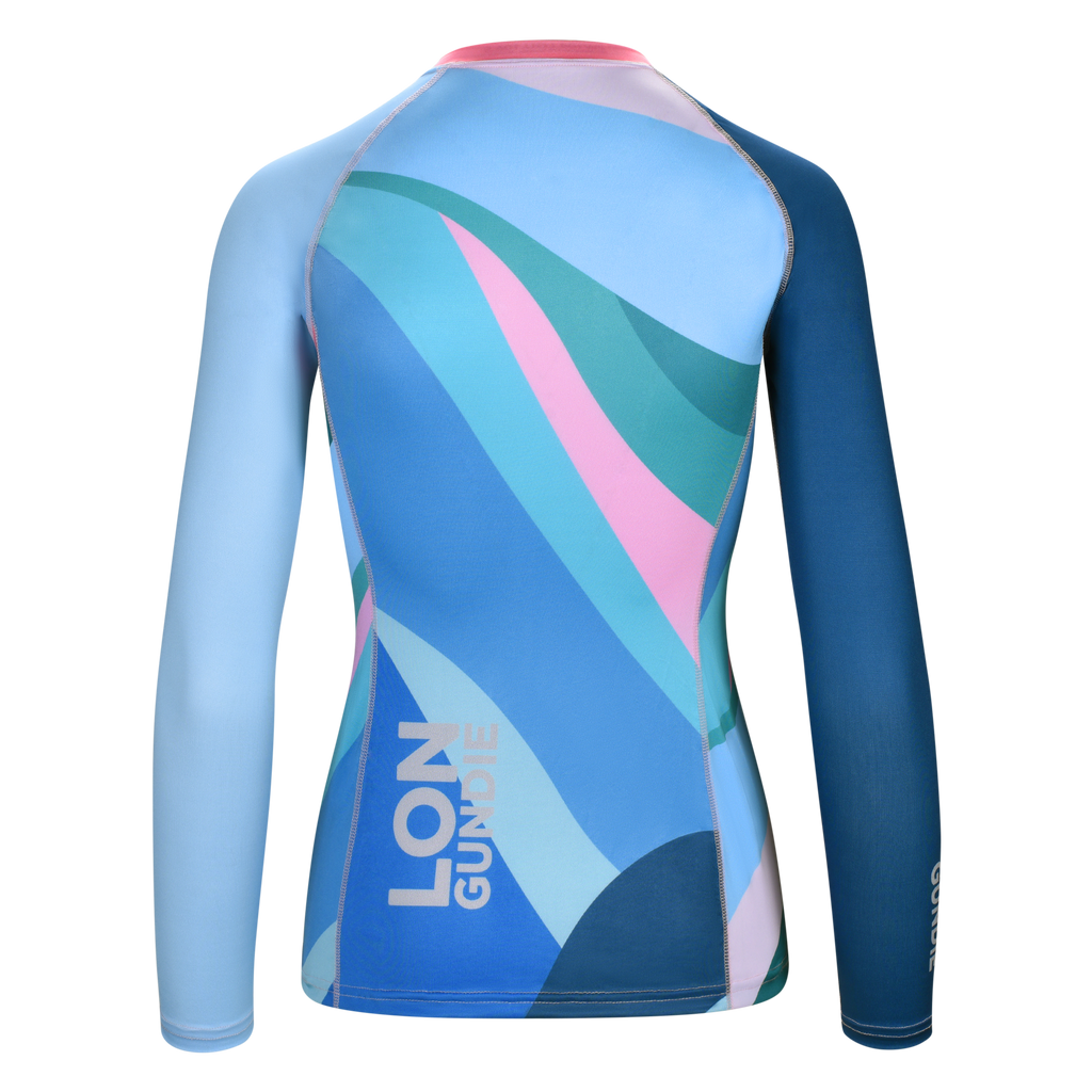 WOMEN RASH GUARD TOP LONG SLEEVE BLUE | LON GUNDIE