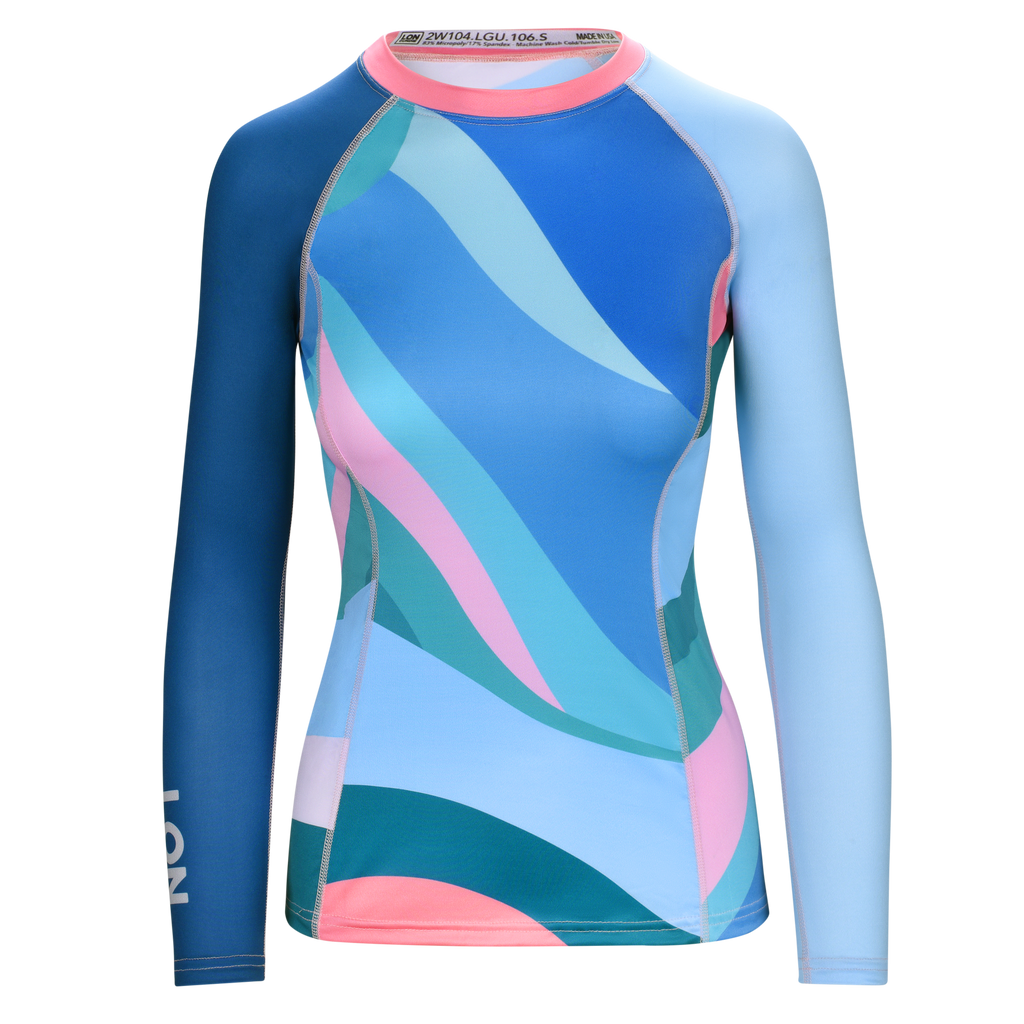 WOMEN RASH GUARD TOP LONG SLEEVE BLUE | LON GUNDIE