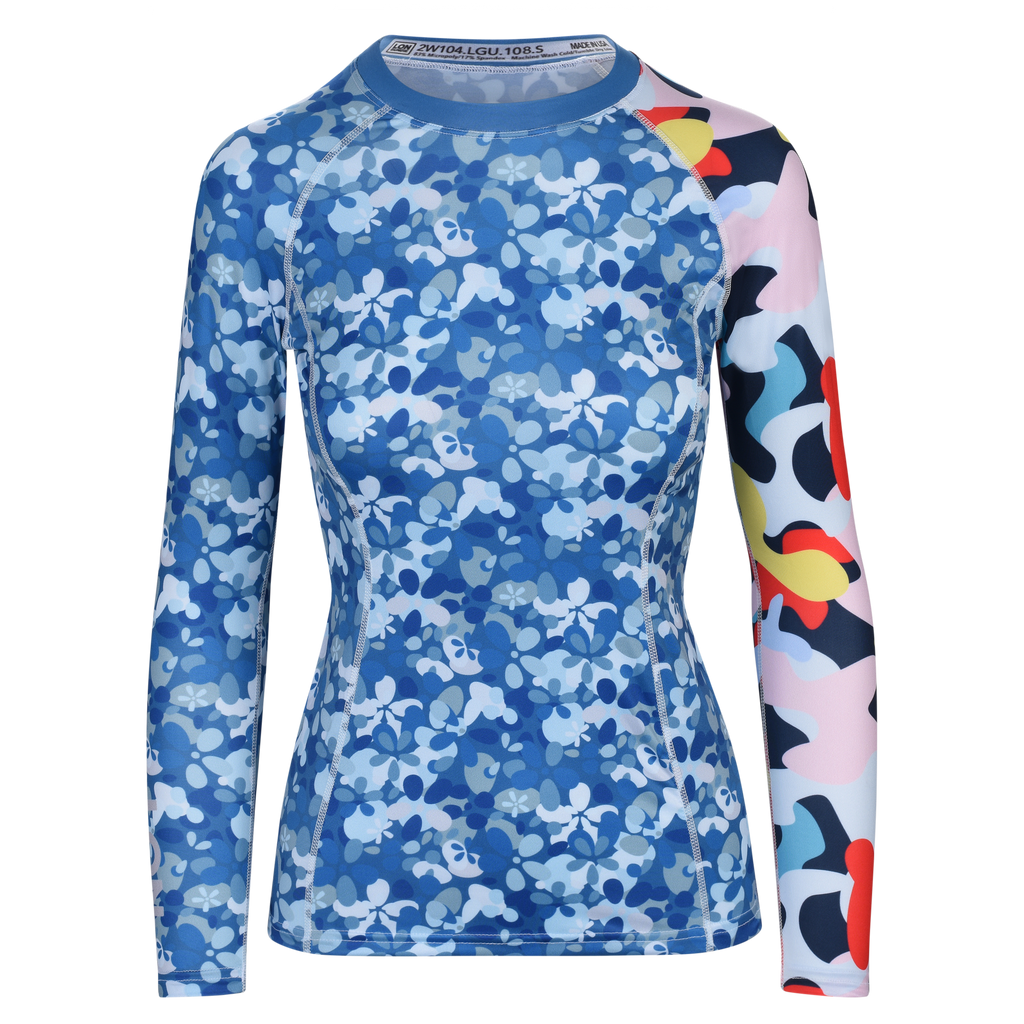 WOMEN RASH GUARD TOP LONG SLEEVE BLUE | LON GUNDIE