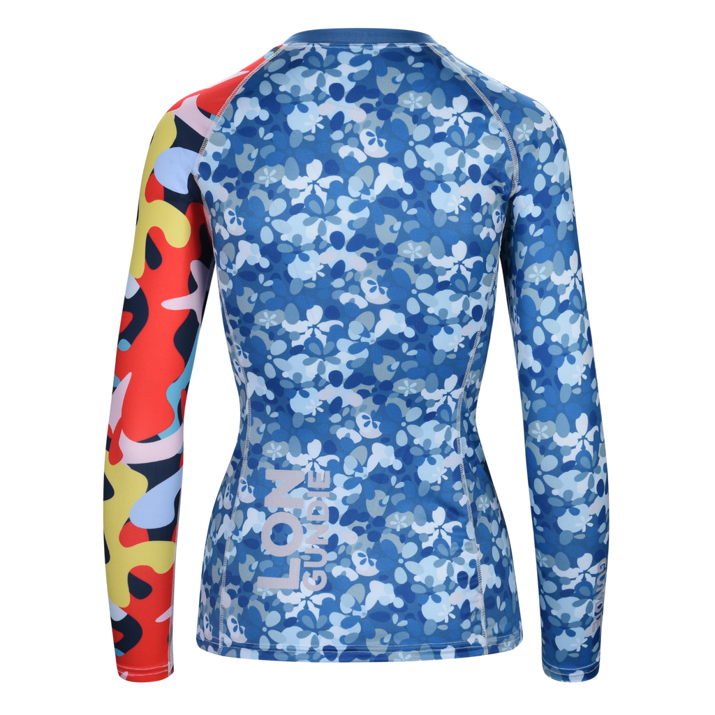 WOMEN RASH GUARD TOP LONG SLEEVE BLUE | LON GUNDIE