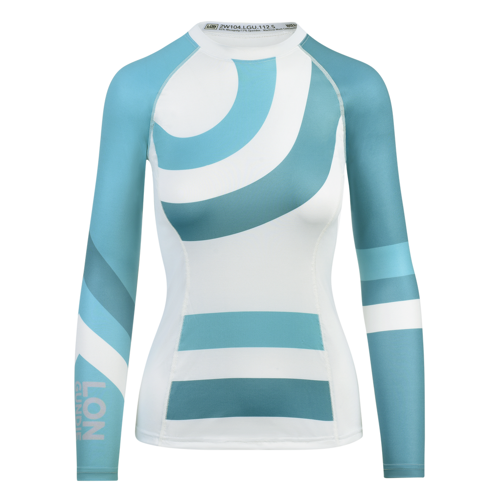 WOMEN RASH GUARD TOP FITTED TEAL | LON GUNDIE